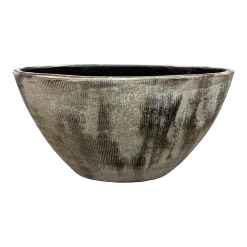 Bloempot Miami Ovaal - L35 X D16 X H19cm - Zwart Cement