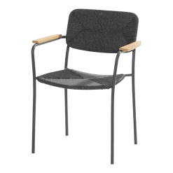 Bora Dining Stoel Met Teak Armleuning - Antraciet