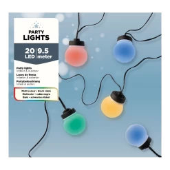Lumineo Budget Feestverlichting Lichtsnoer - Bolvorm - 950cm - 20 LEDS - Multi