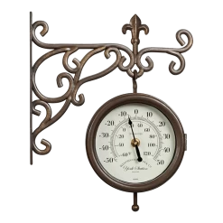 Buitenklok York - Klok Met Thermometer - 25x28.5cm - Brons/Wit