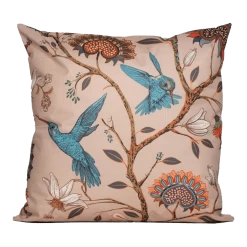 Buitenkussen Blauwe Vogel En Bloemen 60x60cm - Tuinkussen