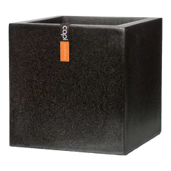 Capi Plantenbak Vierkant Lux Terrazo - L20 X B20 X H20cm - Zwart