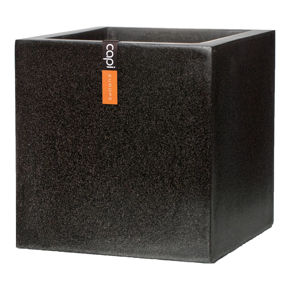 Capi Plantenbak Vierkant Lux Terrazo - L20 X B20 X H20cm - Zwart