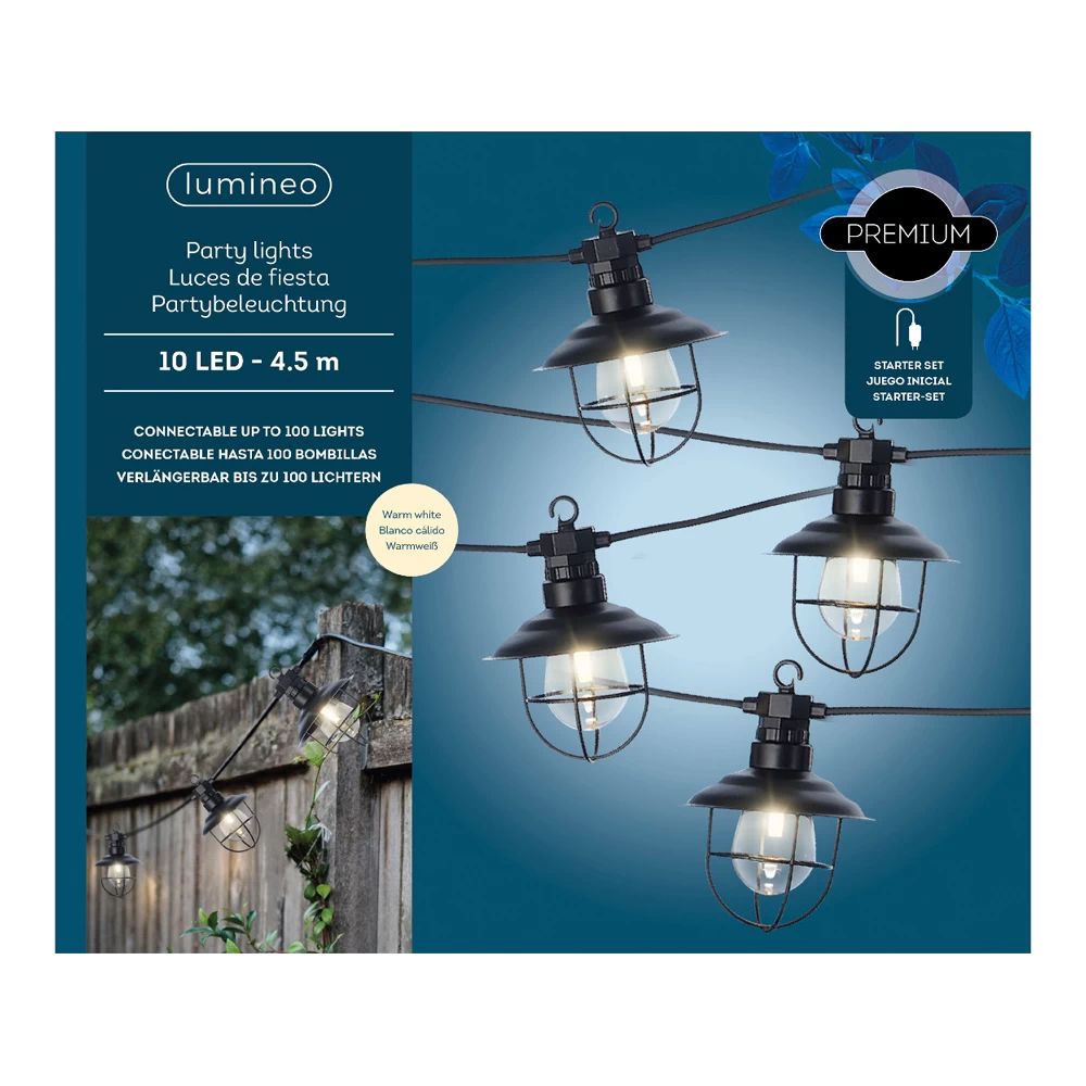 Lumineo Feestverlichting Lichtsnoer - 450cm - 10 LEDS - Warm Wit