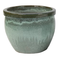 Bloempot Glazed Delta Rim - D38 X H31cm - Groen