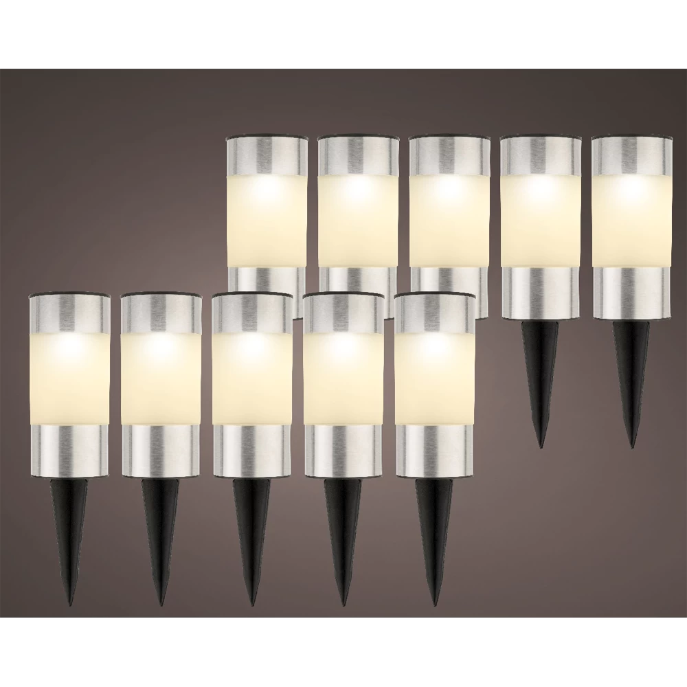 Lumineo LED Solar Tuinlamp - D6 X H14cm - RVS - 10st. - Afbeelding 2