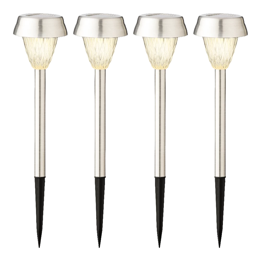 Lumineo LED Solar Tuinlamp - RVS - D8 X H22cm - RVS - 4st. - Afbeelding 4