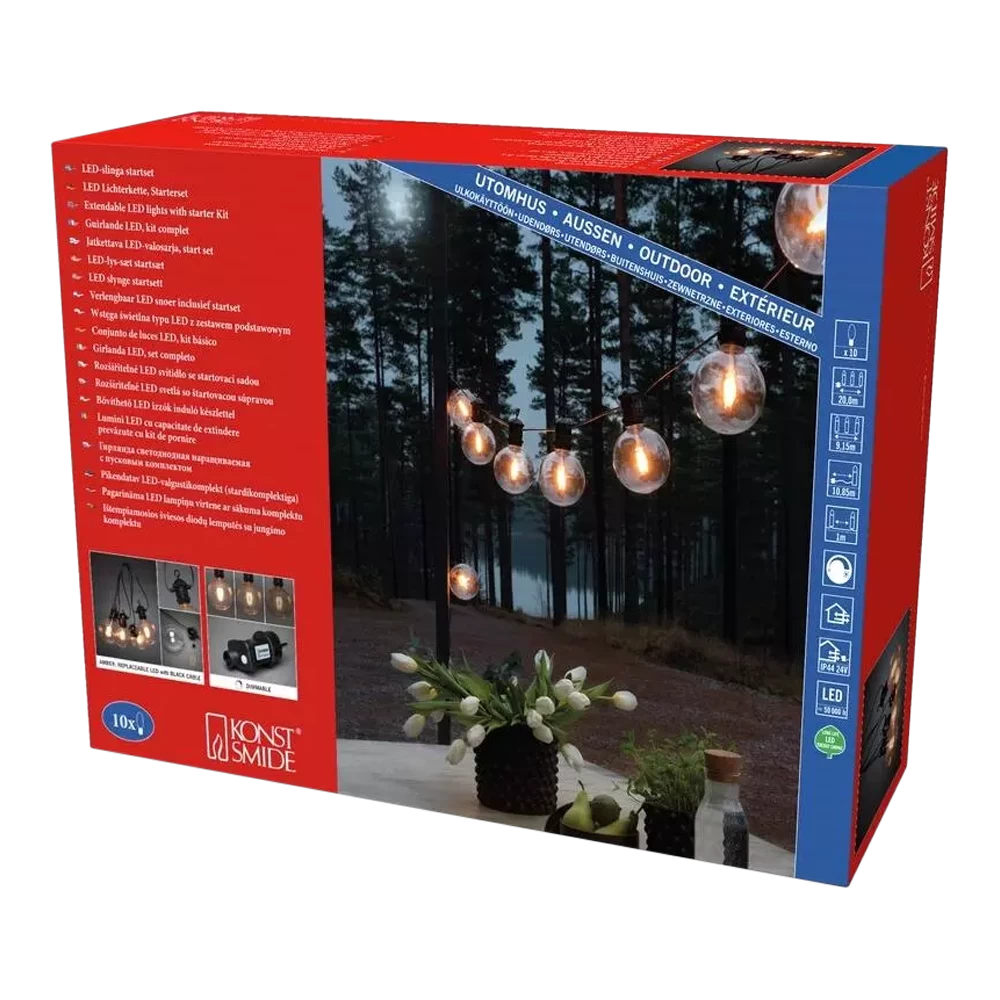 Lichtsnoer Feestverlichting Retro LED Koppelbaar + Dimbaar - Startset - 10m - 10 LED's - Konstsmide - Afbeelding 5