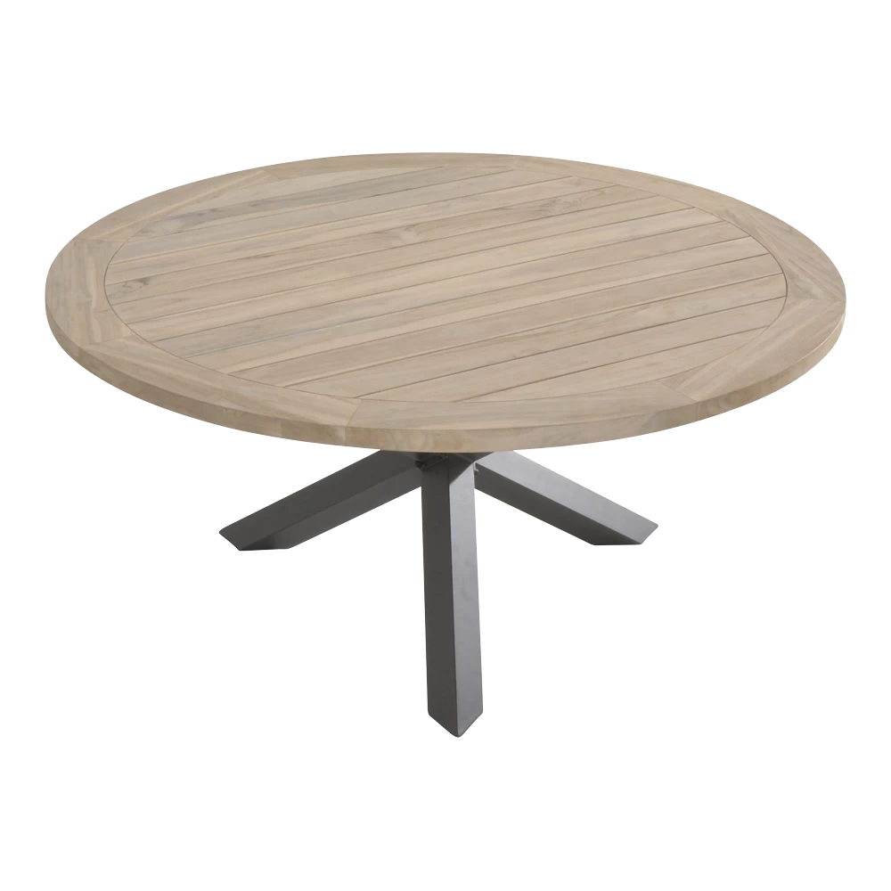 Louvre Dining Tafel Met Alu Poten - U00f8 160 Cm - Natural Teak - Afbeelding 2