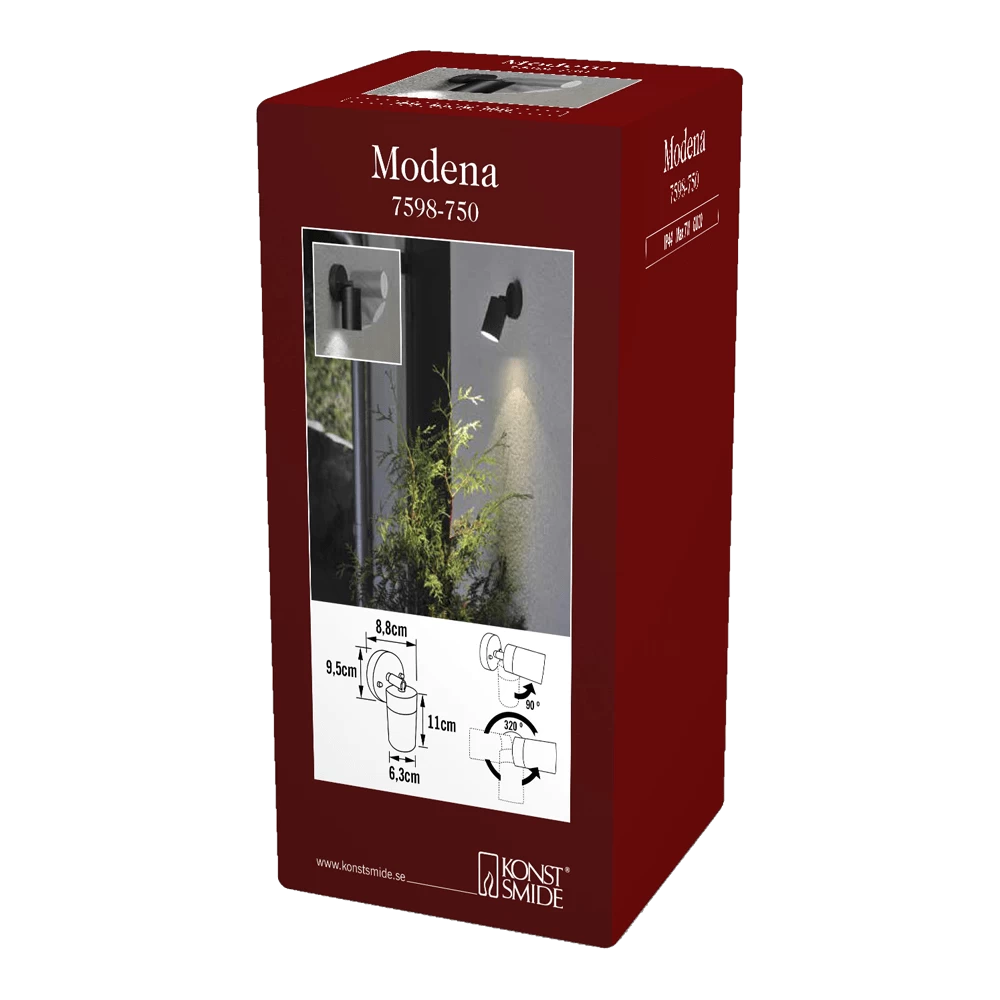 Konstsmide Modena 230V Wandlamp Downspot Zwenkbaar 320u00b0 X 90u00b0 15cm, GU10, Max 7W - Afbeelding 4