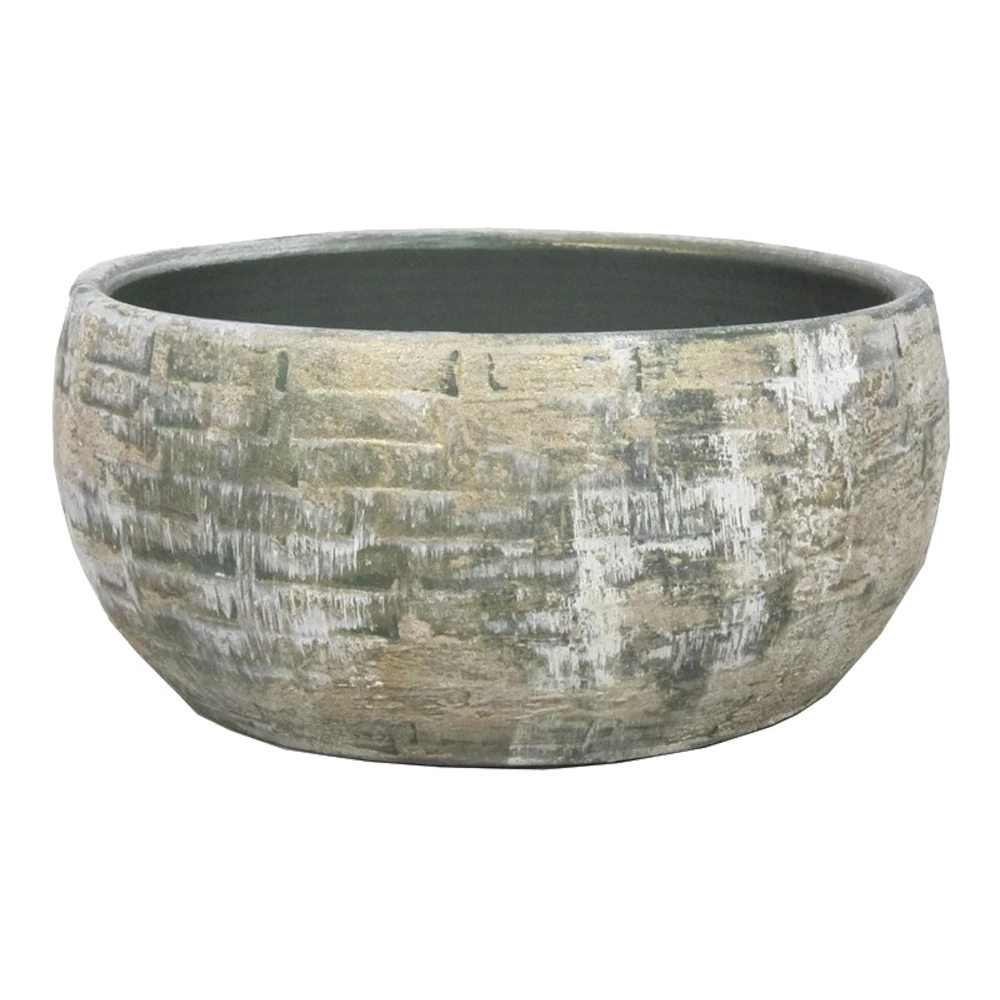 Plantenschaal Steef - D34 X H15cm - Creme Groen