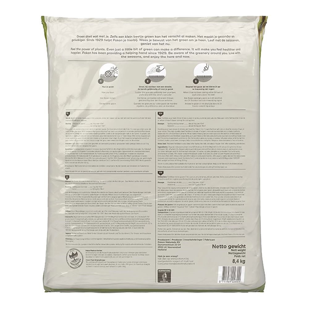 Pokon Gazonmest Met Kalk 8,4kg Voor 125mu00b2 - Gazonmeststof, Gazonkalk - Afbeelding 2