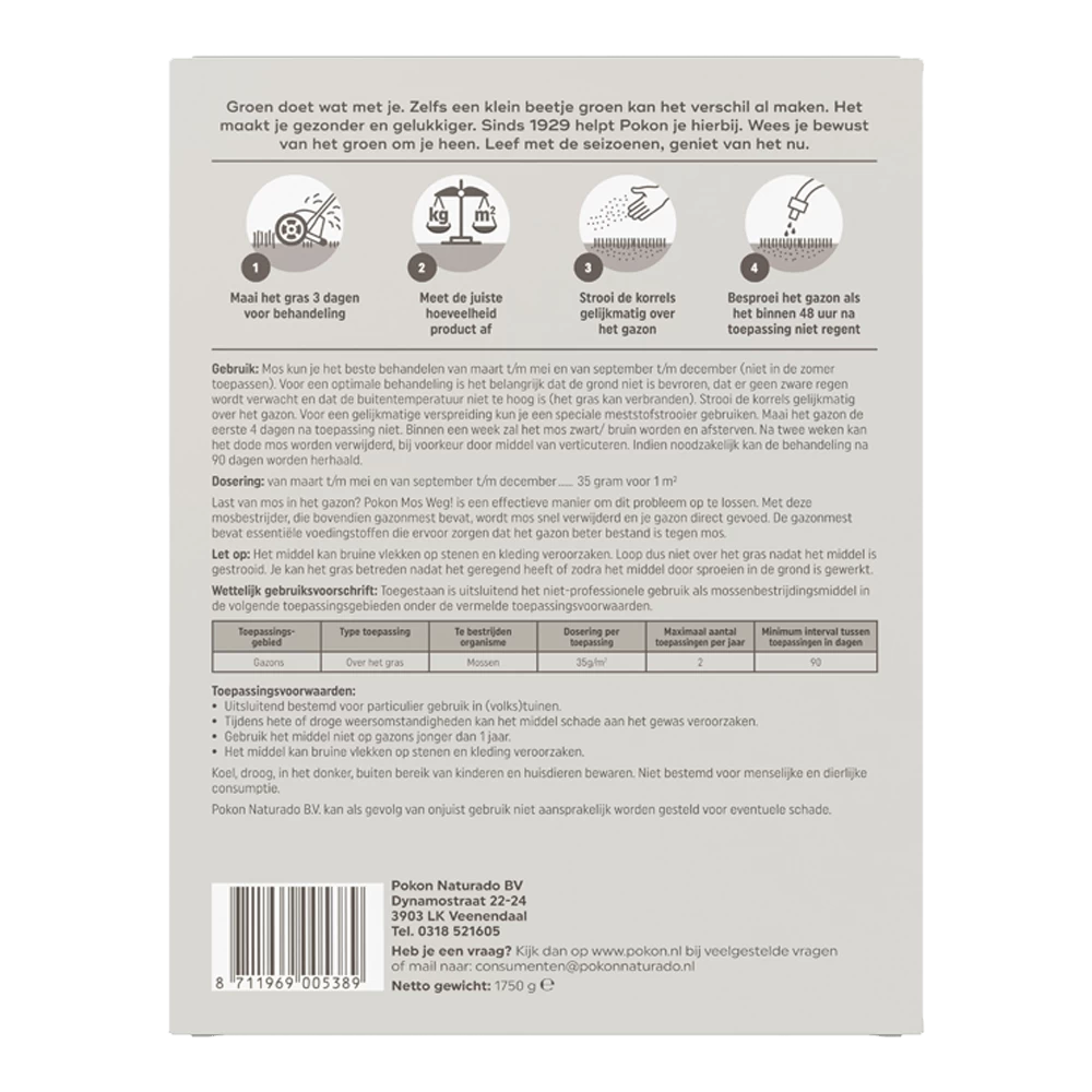 Pokon Mos Weg! 1,75kg Voor 50mu00b2 - Onkruid En Aanslag - Afbeelding 2