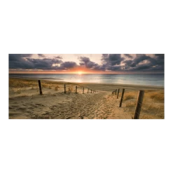Tuinposter Strand Ondergaande Zon - 110x45cm